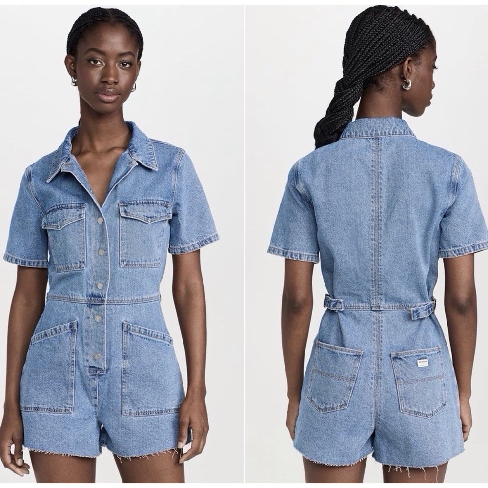 Abrand NWT $158 Ada Denim Overalls Jumpsuit One Piece Size Large